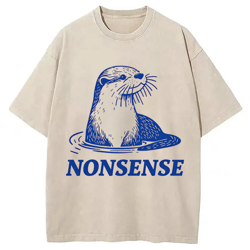 Modecanvas Funny Sea Otters Meme DTG Printing Washed T-Shirt