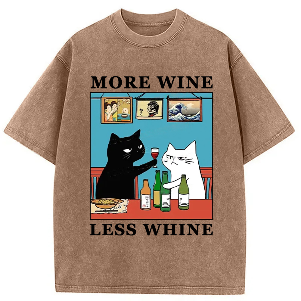 Modecanvas Funny More Wine Less Whine Washed T-Shirt