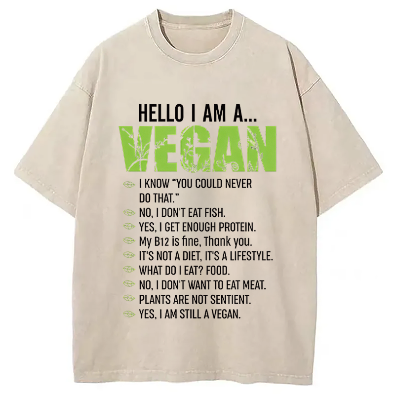 Modecanvas Funny Sarcastic Vegetarian DTG Printing Washed T-Shirt
