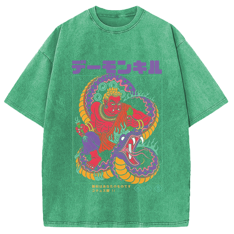 Modecanvas Demon Kill DTG Printing Washed T-Shirt