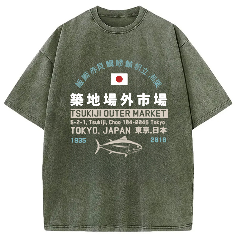 Modecanvas Tsukiji Outer Market Washed T-Shirt-modecanvas