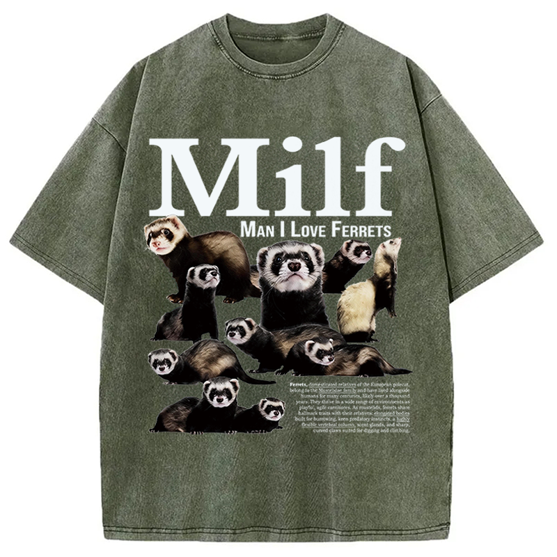 Modecanvas Man I Love Ferrets DTG Printing Washed T-Shirt