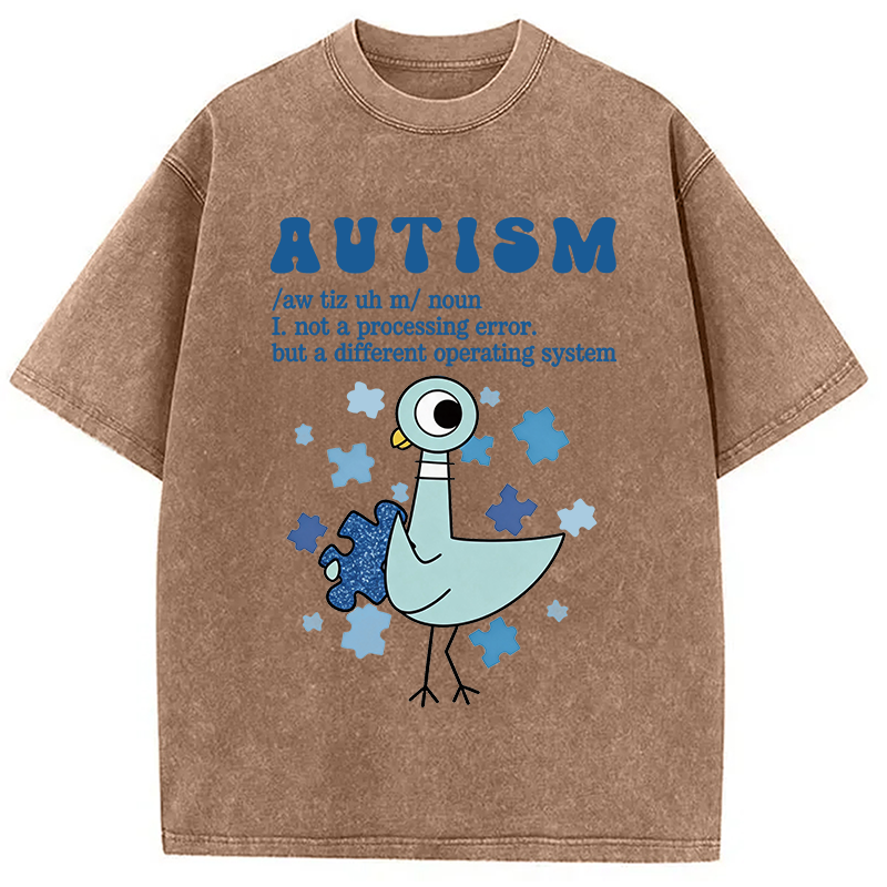 Modecanvas Autism Pigeon DTG Printing Washed T-Shirt