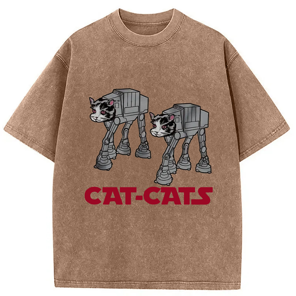 Modecanvas Walking Robot Cat Washed T-Shirt