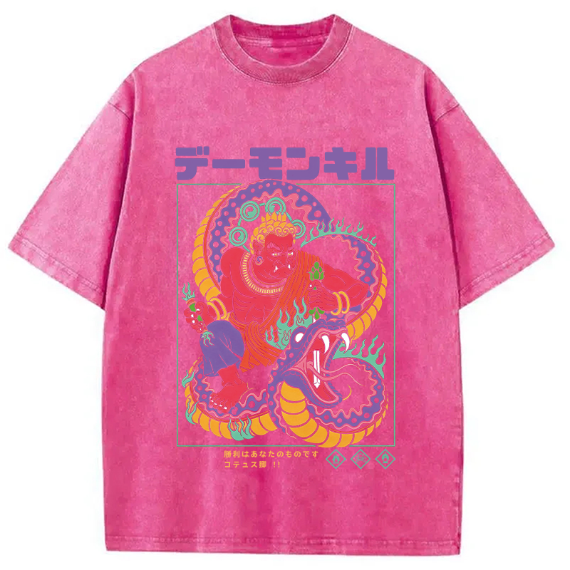 Modecanvas Demon Kill DTG Printing Washed T-Shirt
