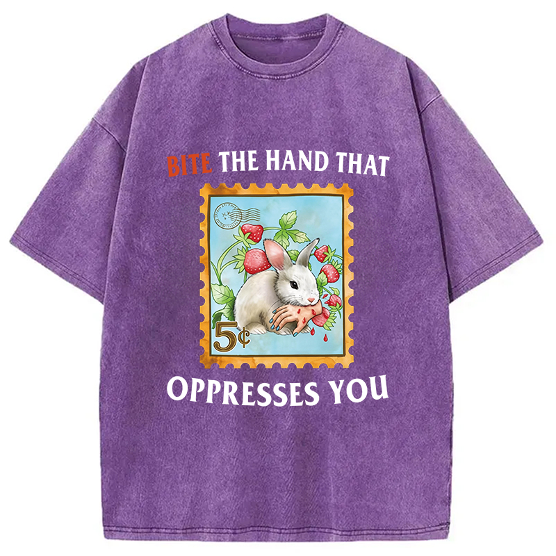 Modecanvas Bite The Hand DTG Printing Washed T-Shirt