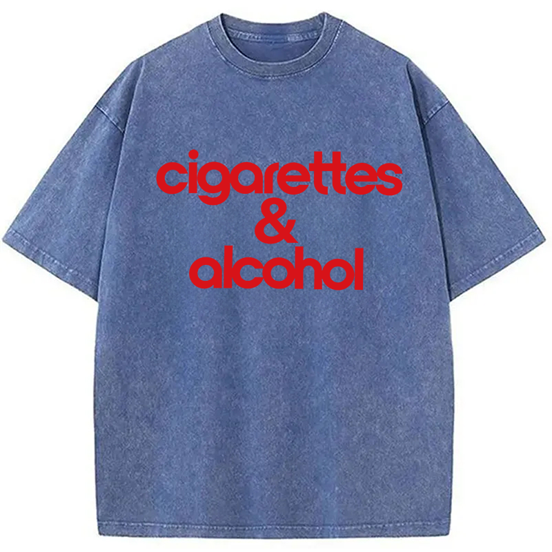 Modecanvas Cigarettes & Alcohol DTG Printing Washed T-Shirt