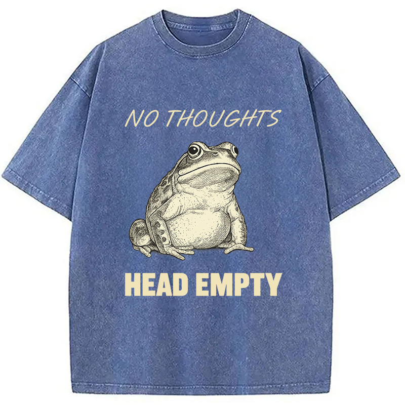 Modecanvas No Thoughts Frog Washed T-Shirt