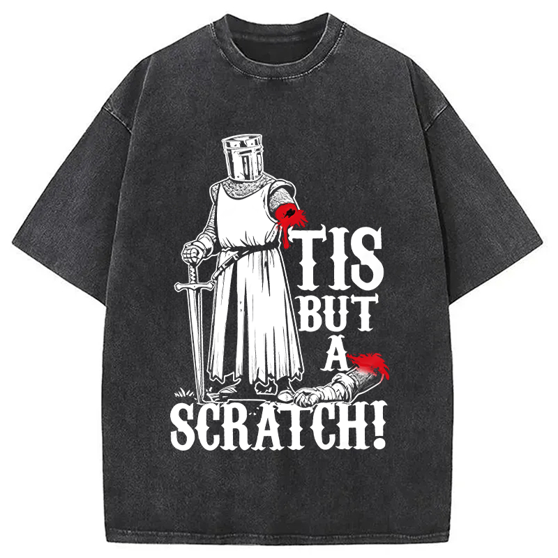 Modecanvas Tis but a Scratch Medieval Warrior Knight DTG Printing Washed T-Shirt