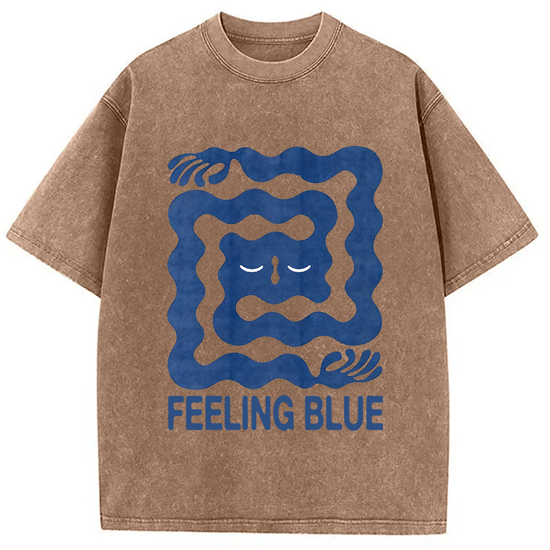 Modecanvas Feeling Blue DTG Printing Washed T-Shirt