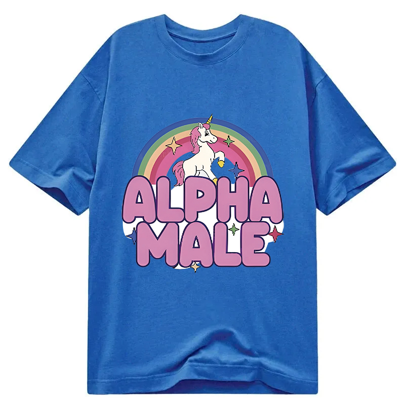 Modecanvas Rainbow Unicorn Alpha Male DTG Printing Classic T-Shirt-modecanvas