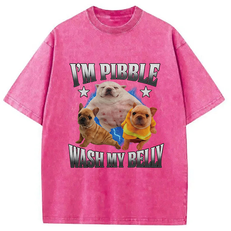 Modecanvas Im Pibble Wash My Belly Funny Dog DTG Printing Washed T-Shirt