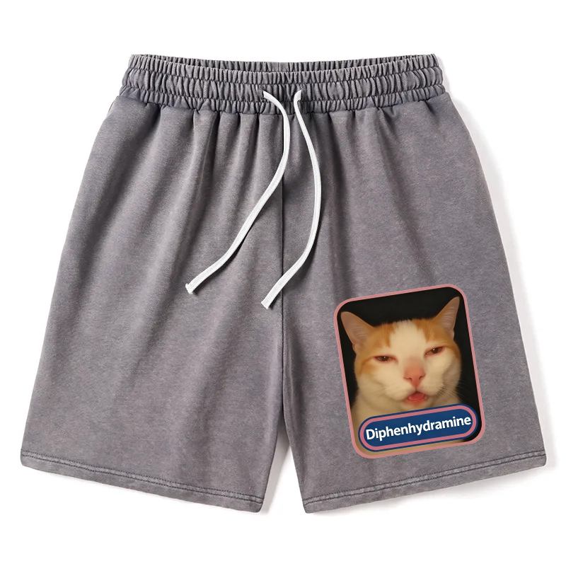Modecanvas Pink Diphenhydramine Meme Cat Washed Short