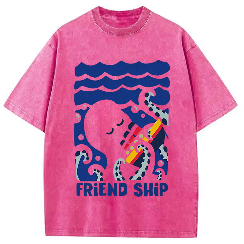 Modecanvas Friend Ship DTG Printing Washed T-Shirt