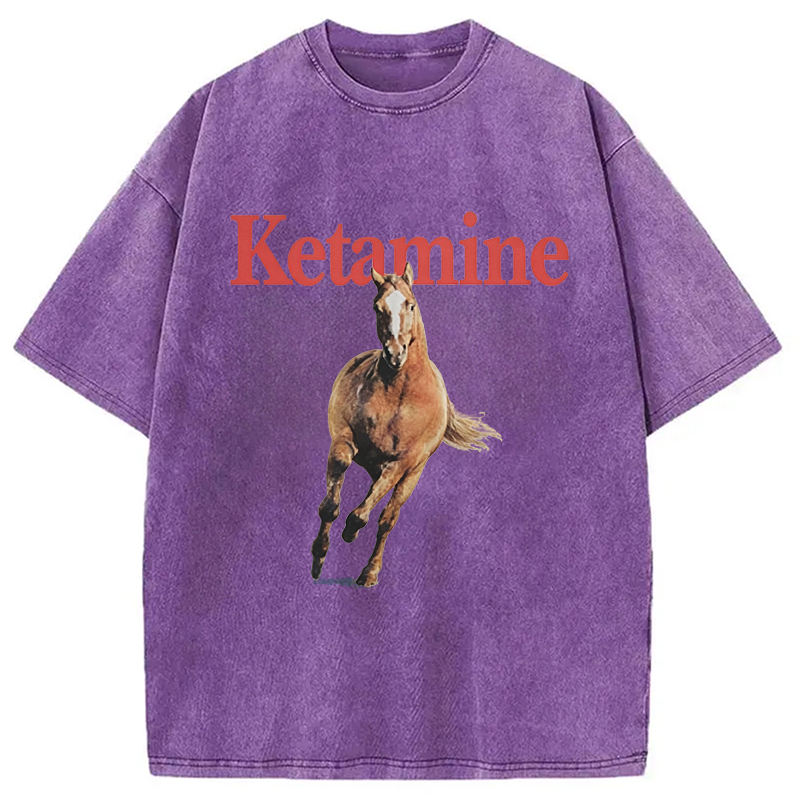 Modecanvas Ketamine Horse Run DTG Printing Washed T-Shirt