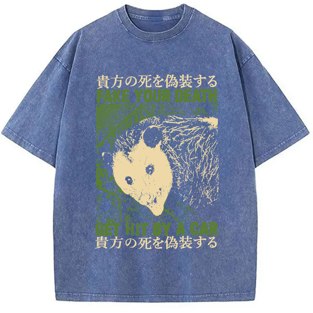 Modecanvas Fake Your Death Opossum Washed T-Shirt