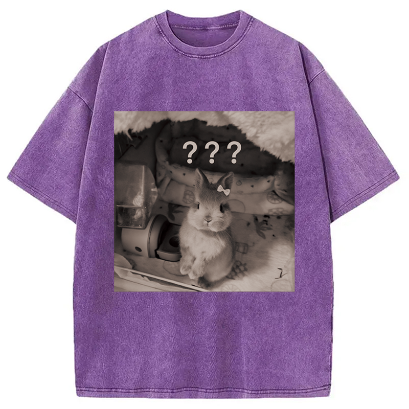 Modecanvas Cute Rabbit Valentine DTG Printing Washed T-Shirt