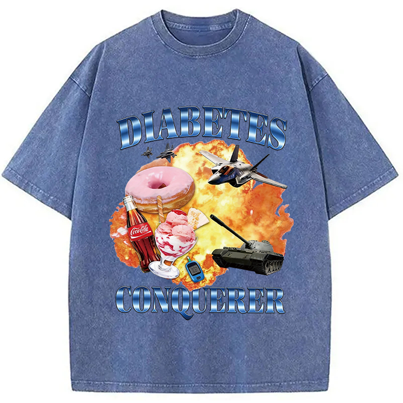 Modecanvas Diabetes Conqueror DTG Printing Washed T-Shirt
