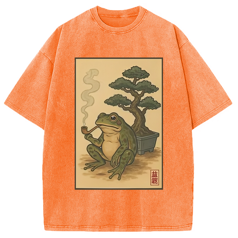 Modecanvas Japanese Frog & Bonsai Washed T-Shirt