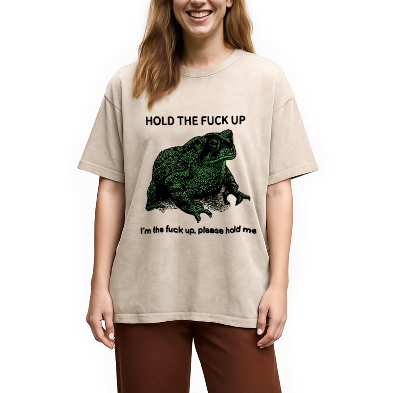 Modecanvas Funny Frog Meme Washed T-Shirt