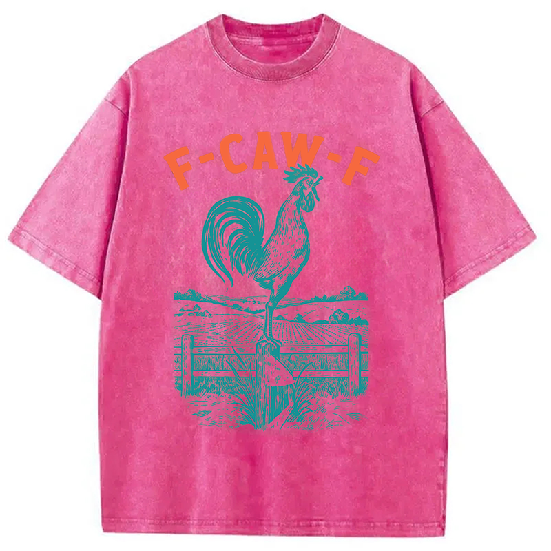Modecanvas Funny Rooster Meme DTG Printing Washed T-Shirt