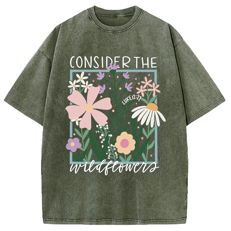 Modecanvas Consider the Wildflowers DTG Printing Washed T-Shirt