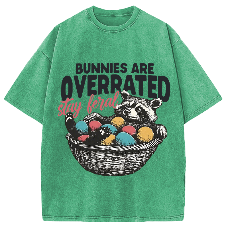 Modecanvas Funny Easter Raccoon DTG Printing Washed T-Shirt