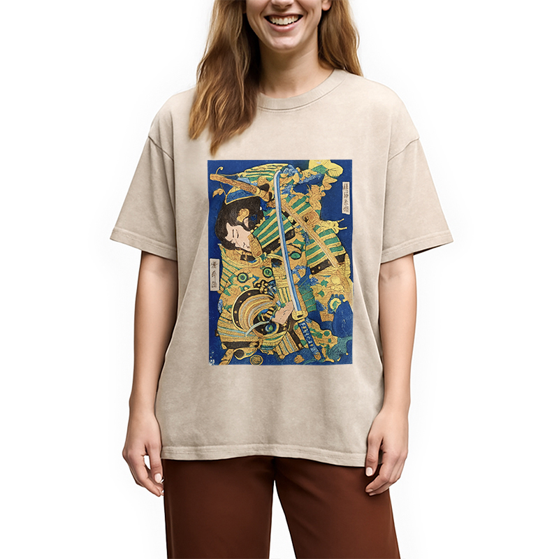 Modecanvas Samurai Clash Ukiyo-e Washed T-Shirt