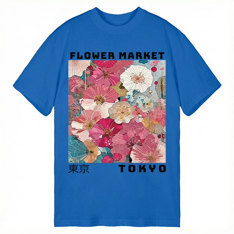 Modecanvas Market Colorful Floral Art DTG Printing Classic T-Shirt-modecanvas