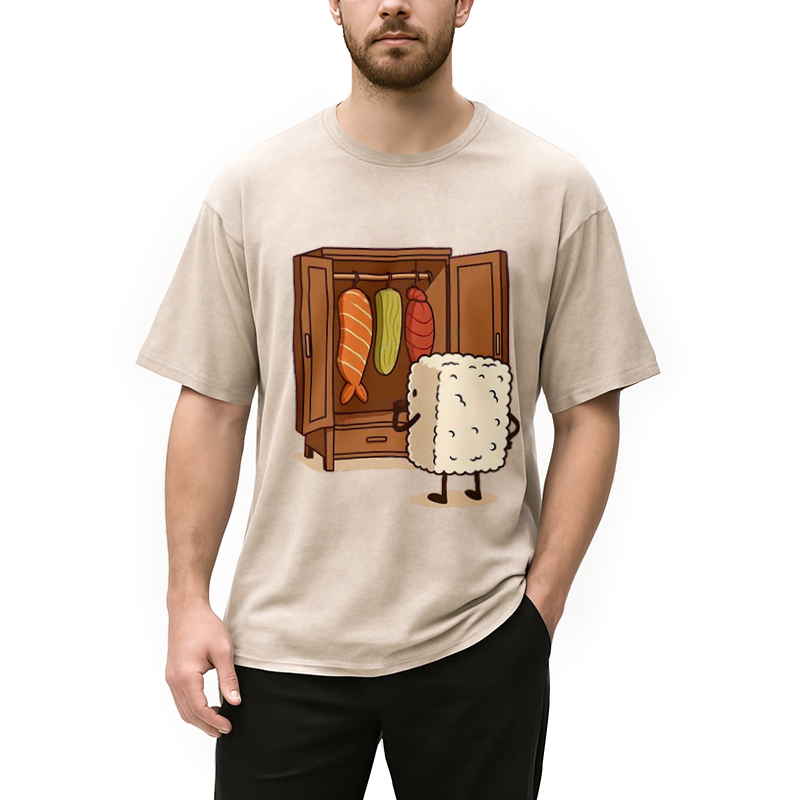 Modecanvas Sushi Pick Out Clothes Washed T-Shirt