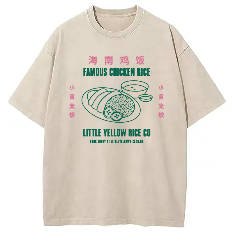 Modecanvas Famous Chicken Rice DTG Printing Washed T-Shirt