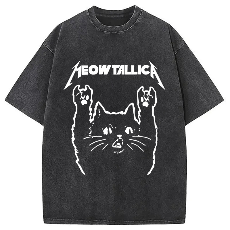 Modecanvas Vintage Album Cat Meowtallica Japan Washed T-Shirt
