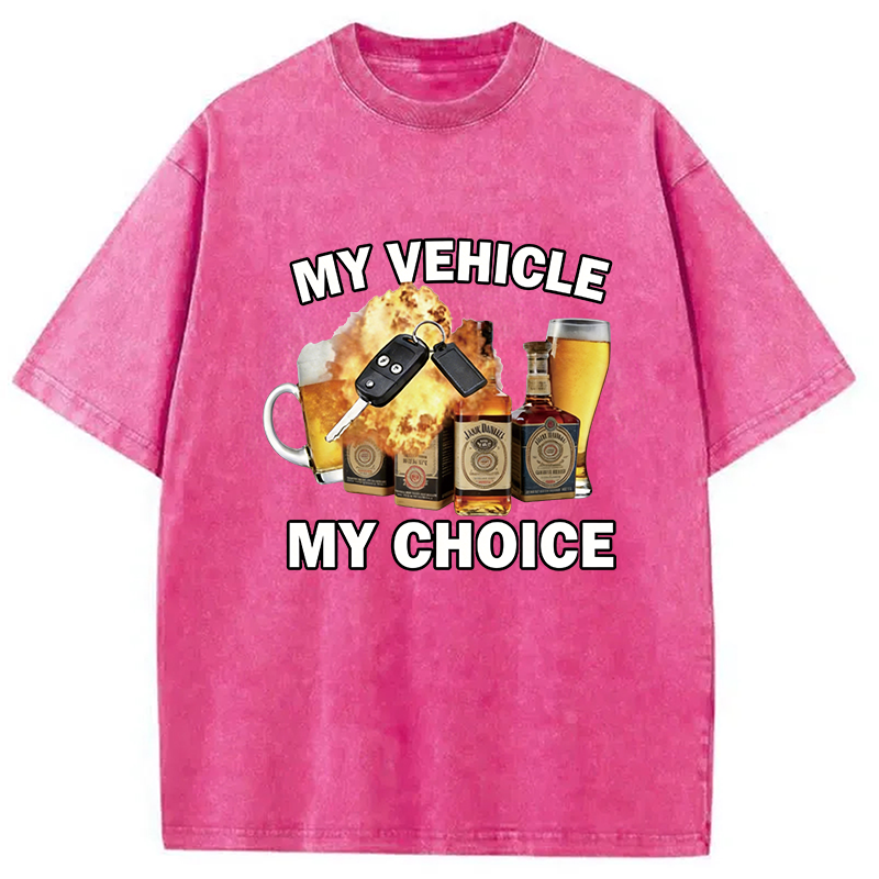 Modecanvas My Vehicle My Choice Beer DTG Printing Washed T-Shirt