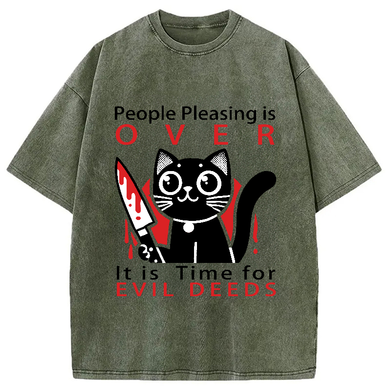 Modecanvas Mischievous Kitten Washed T-Shirt