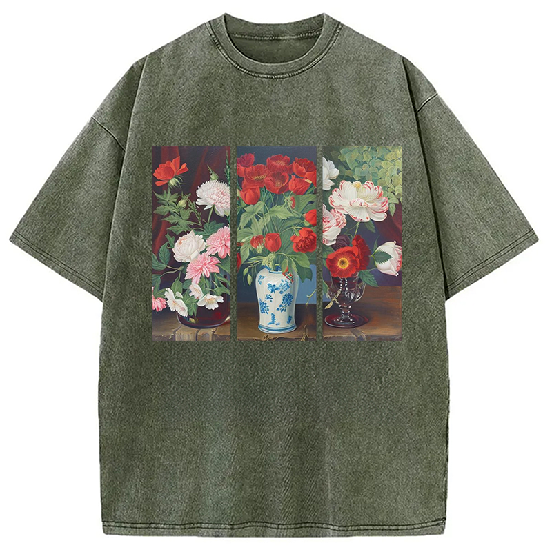 Modecanvas Van Gogh Flower Washed T-Shirt