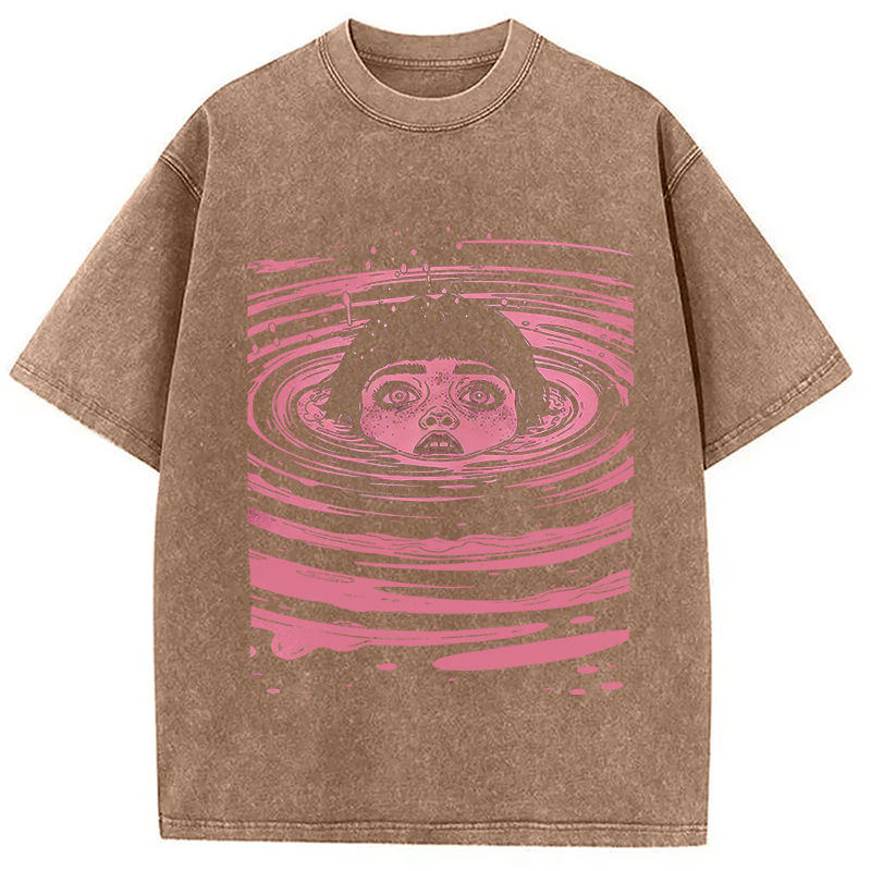 Modecanvas Drowning Girl Spiral DTG Printing Washed T-Shirt