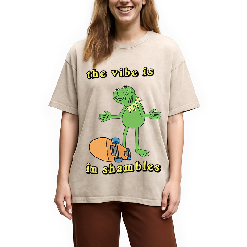 Modecanvas The Vibe Is In Shambles DTG Printing Washed T-Shirt