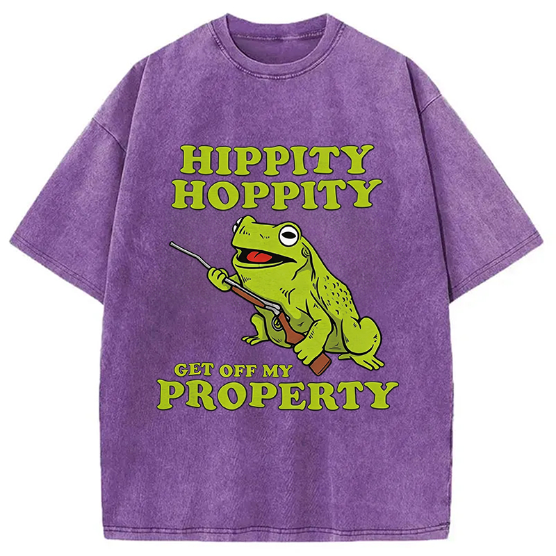 Modecanvas Hippity Hoppity Get Off My Property Meme DTG Printing Washed T-Shirt