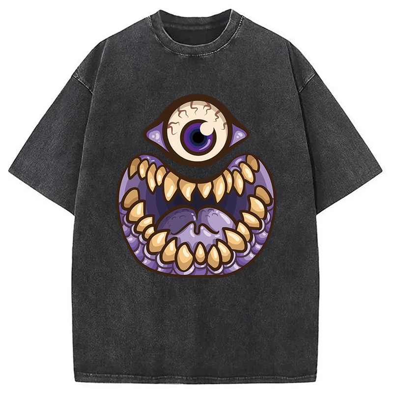 Modecanvas One-Eyed People Eater Washed T-Shirt