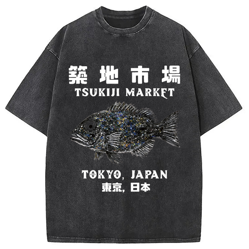 Modecanvas Tokyo Tsukiji Market DTG Printing Washed T-Shirt