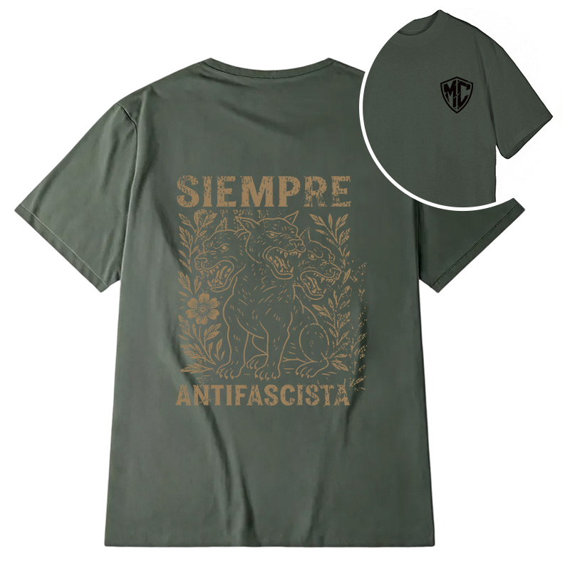 Modecanvas Siempre Antifascista Hydra Dog DTG Printing Back Classic T-Shirt