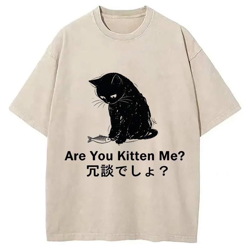 Modecanvas Are You Kitten Me DTG Printing Washed T-Shirt