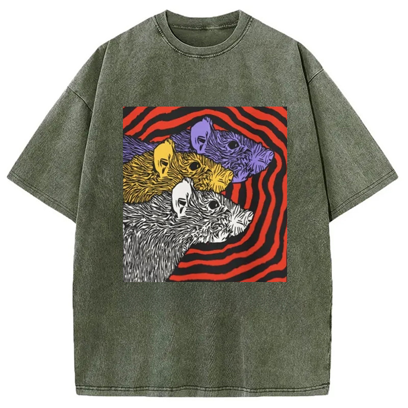 Modecanvas Psychedelic Rat Washed T-Shirt