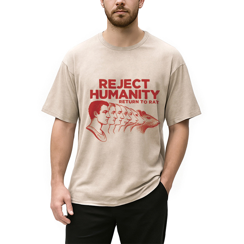 Modecanvas Vintage Reject Humanity Rat Washed T-Shirt