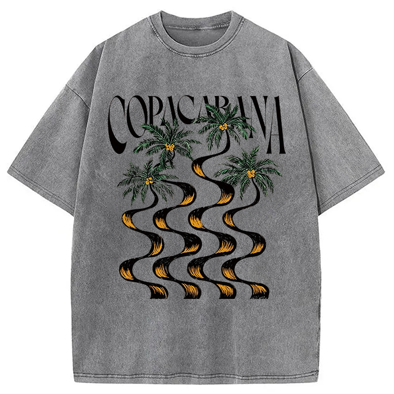 Modecanvas Copacabana Palm Tree DTG Printing Washed T-Shirt