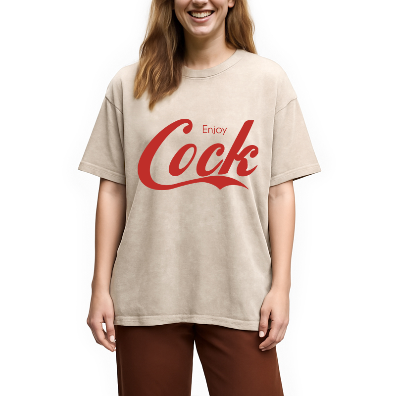Modecanvas Enjoy Cock Gay DTG Printing Washed T-Shirt