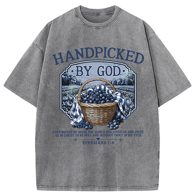 Modecanvas Hand Picked By God DTG Printing Washed T-Shirt