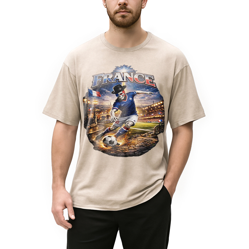 Modecanvas France Soccer DTG Printing Washed T-Shirt