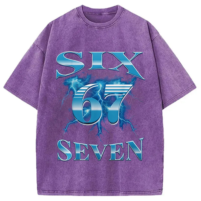 Modecanvas Six Seven 67 Meme DTG Printing Washed T-Shirt