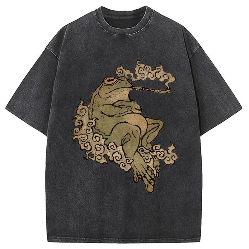 Modecanvas Self-Love Tattoo Frog Washed T-Shirt